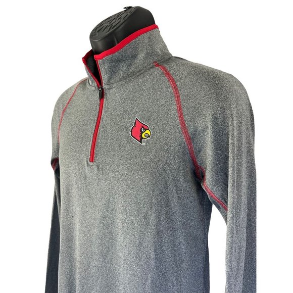 Louisville Cardinals Colosseum Pullover Long sleeve Shirt - Heathered Charcoal - Picture 3 of 11